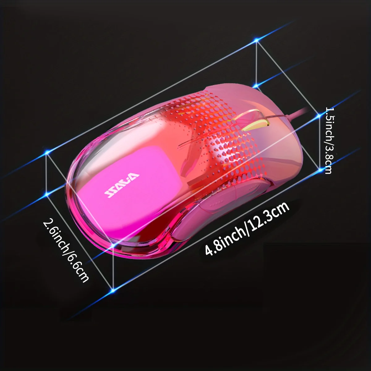 AJAZZ RGB Transparent Mouse: Transparent back panel, RGB customizable lighting effects, PMW3325 chip, ergonomic