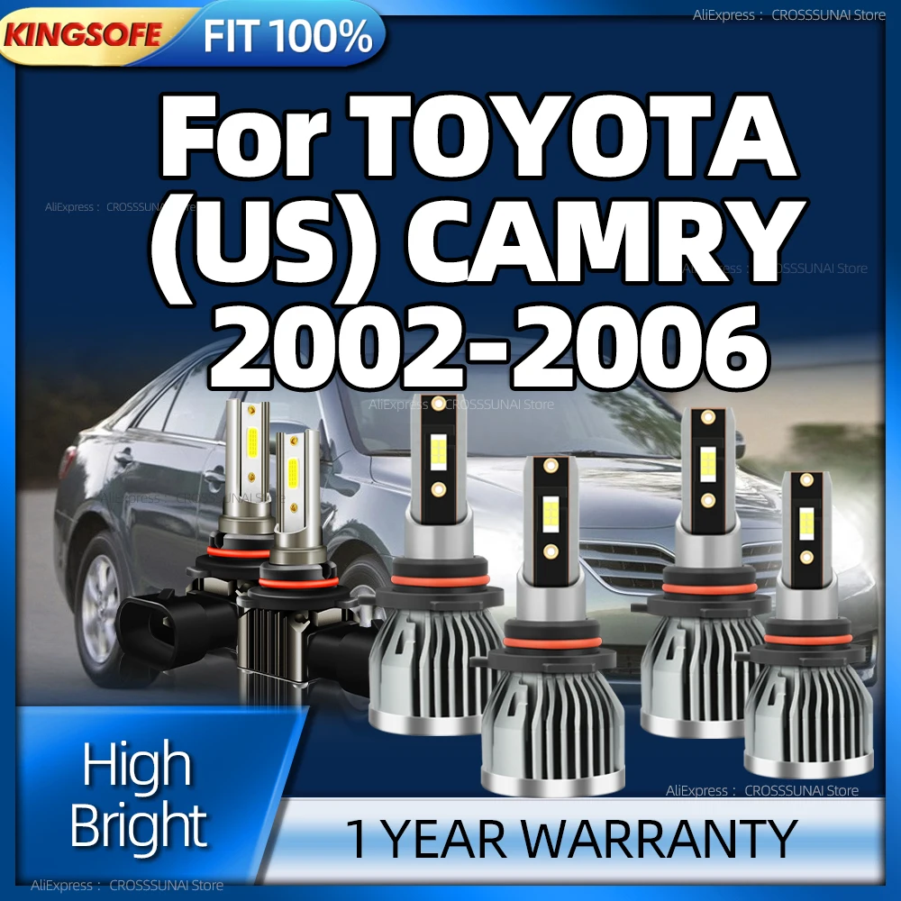 

2/6Pcs LED 28000LM HB3 HB4 Auto Headligh CSP High Bright Turbo Car Fog Light For TOYOTA (US) CAMRY 2002 2003 2004 2005 2006