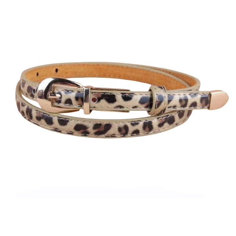 

Free Shipping New Fashion Leopard Cummerbund HOT Gold Color Pin Buckle Japanned Leather Thin Belt Women Party Black Belts Female