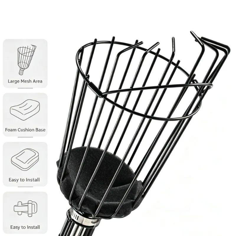 Large Wire Mesh Fruit Picker Basket With Protective Foam Pad For High Branch Tree Harvesting Garden Tool