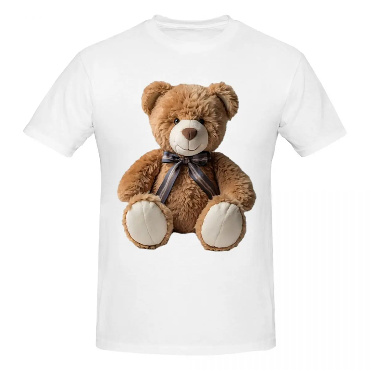 A Cute Teddy Bear With A Bow Tie Men T-Shirt Funny Oversized T Shirts Men's Round Neck Cotton Tees Short Summer Male