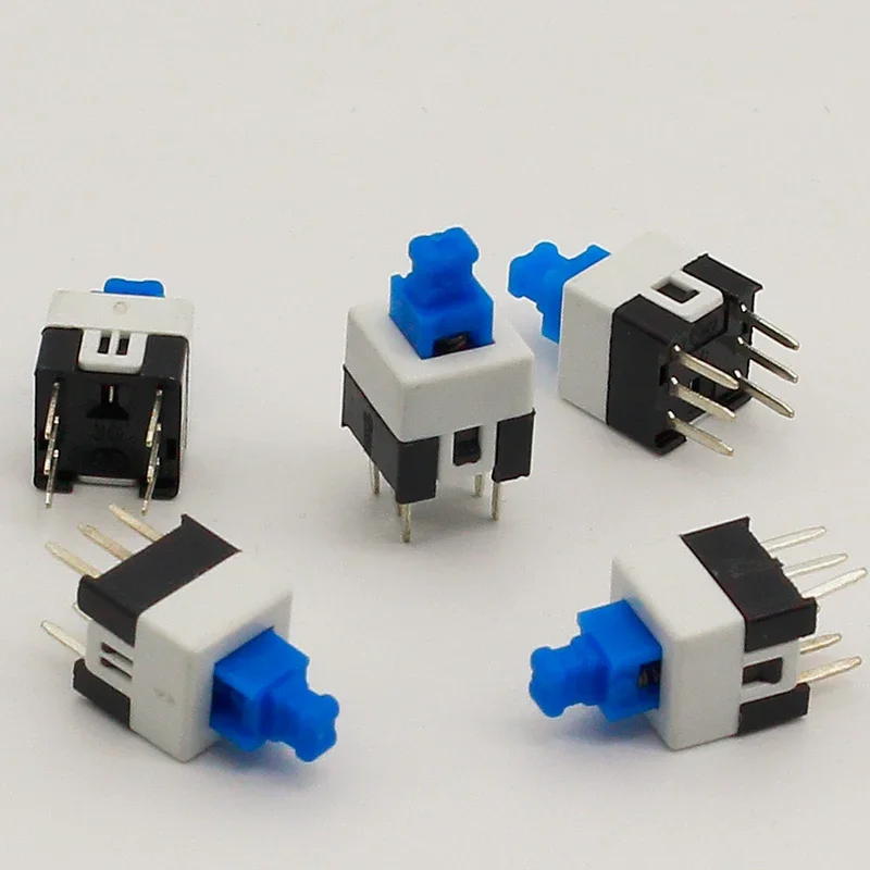 30pcs/lot Square 7x7x12mm 6 Pin DPDT Mini Push Button Self-locking Switch G64 Multimeter Switch
