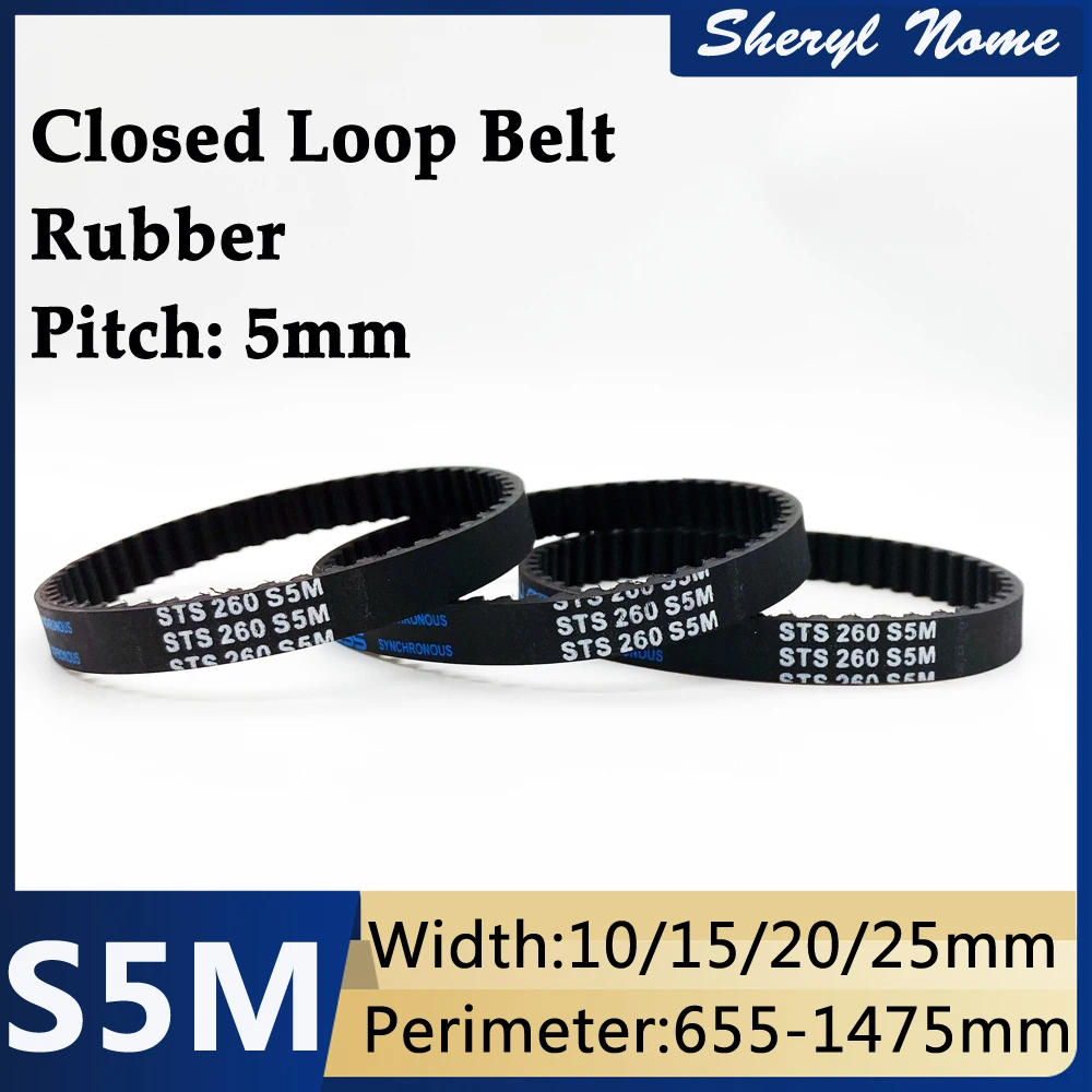 

S5M rubber conveyor gear belt industrial timing belt tooth pitch 5mm bandwidth 10/15/20/25mm perimeter 670/700/720/730/750mm