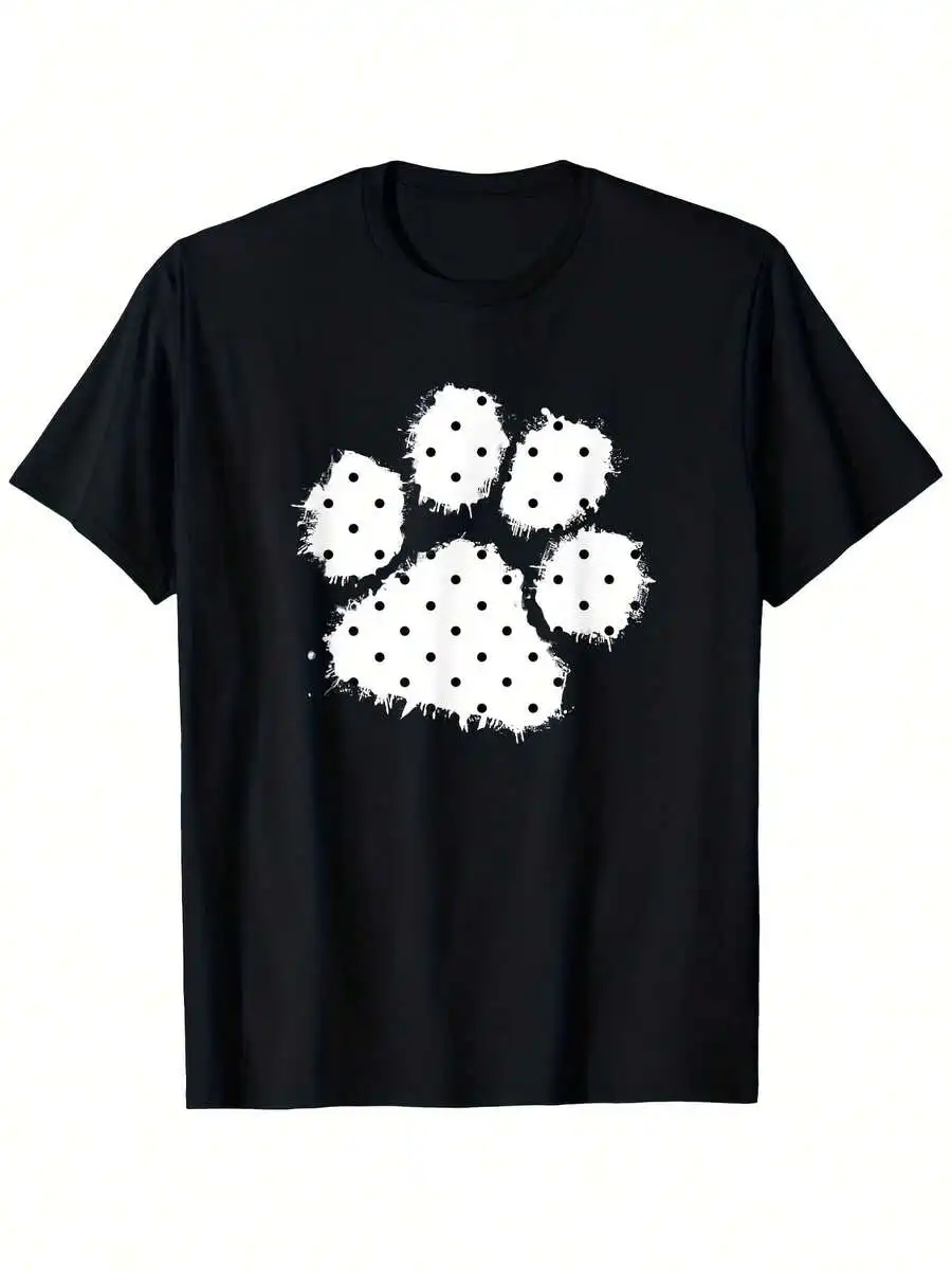 Unisex Crew Neck T-Shirt Funny Distressed Paw Dog Graphic Print Soft Breathable Short Sleeve Pet Lover Daily Casual Streetwear Novelty Gift Top