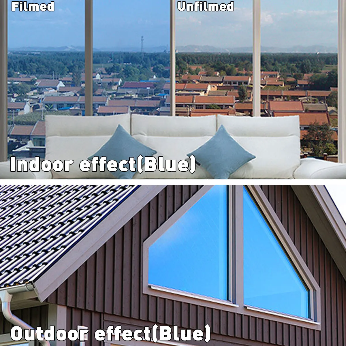 Película solar reflexiva auto-adesiva, Película para janela espelhada, Adesivo de vidro colorido, Privacy Glass, 1m