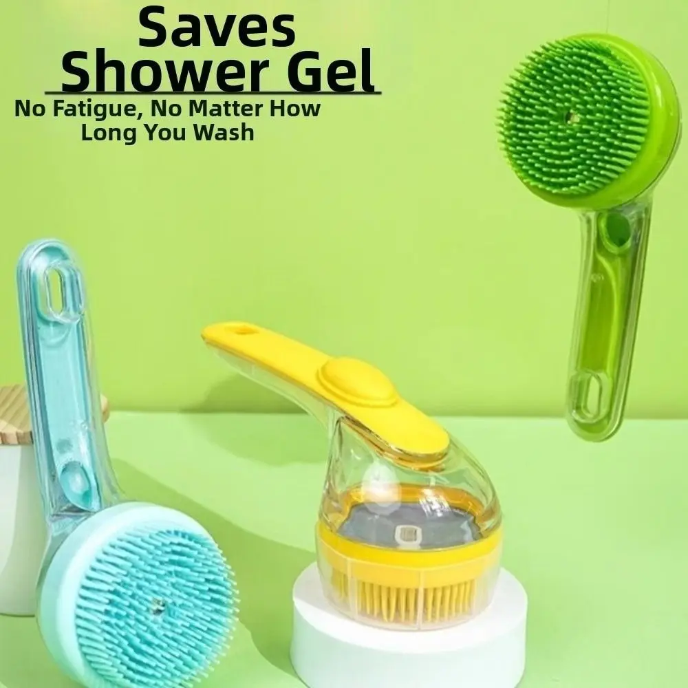 

Hair Removal Pet Bath Brush 2 in 1 Design Soap Dispenser Pet Wash Brush Long Handle Soft Silicone Dog Cleaning Brush Pet Bathing