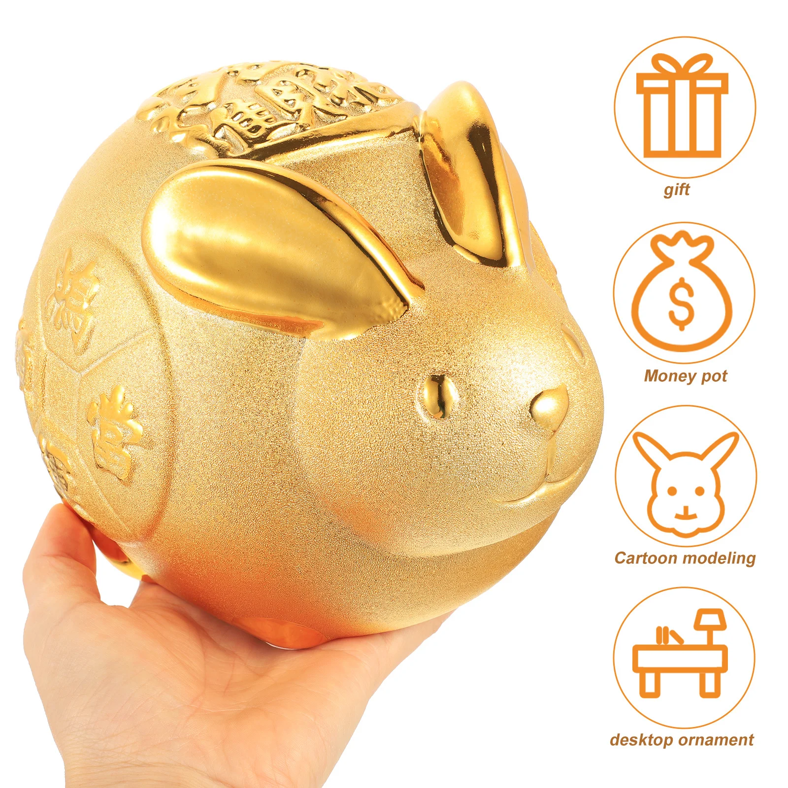 

Rabbit Year Piggy Bank Ceramic Cute Bunny Money Jar for Kids Bedroom Office Decorative Coin Container Saving Pot