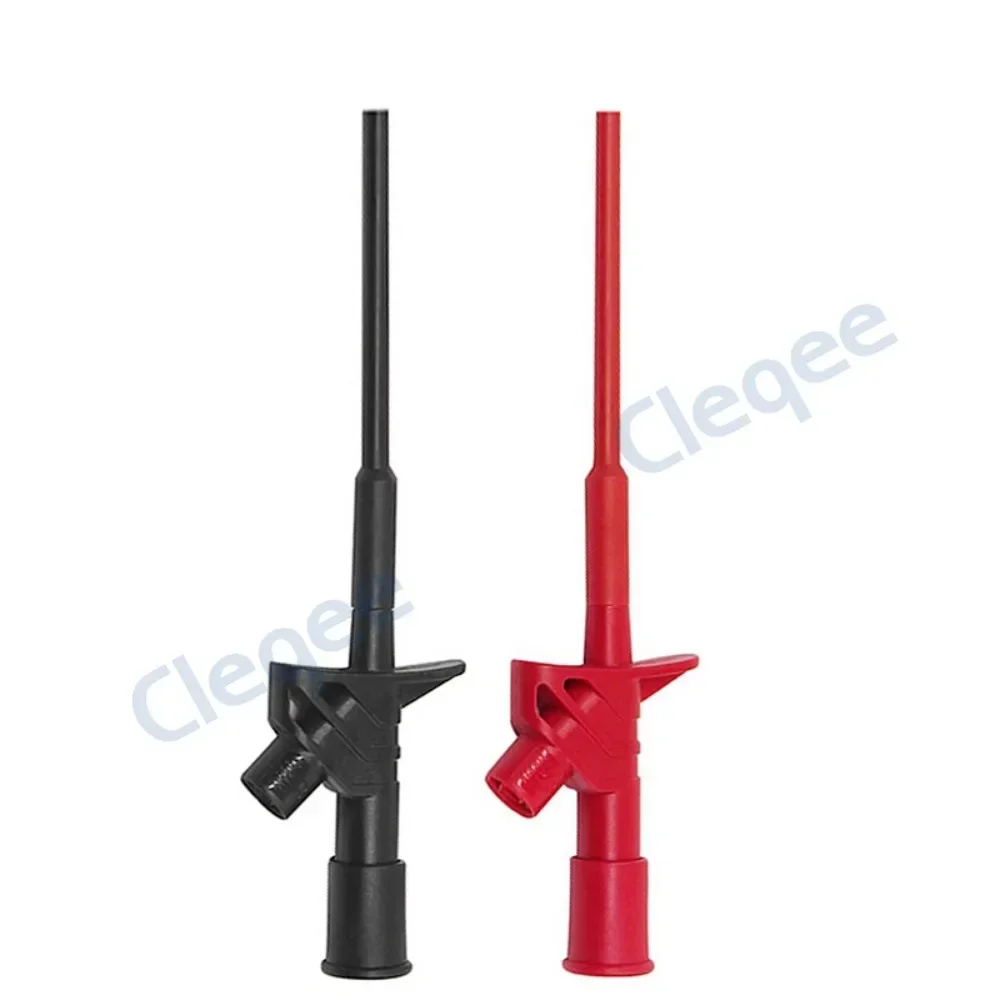 Cleqee P5004 2 Stück Schnelltest-Hakenclip Isolierte Prüfspitze mit 4mm Buchse Professionelles Hochspannungs-Elektro-DIY-Zubehör – Detail 1