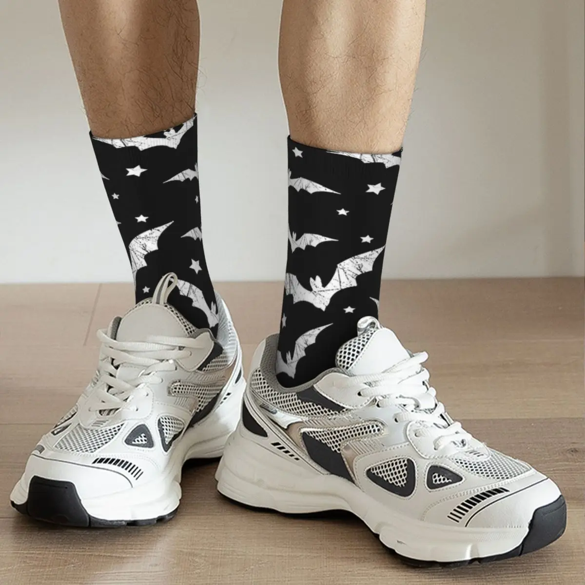 Colorful Bat Halloween Gothic Basketball Socks Polyester Crew Socks for Women Men Non-slip