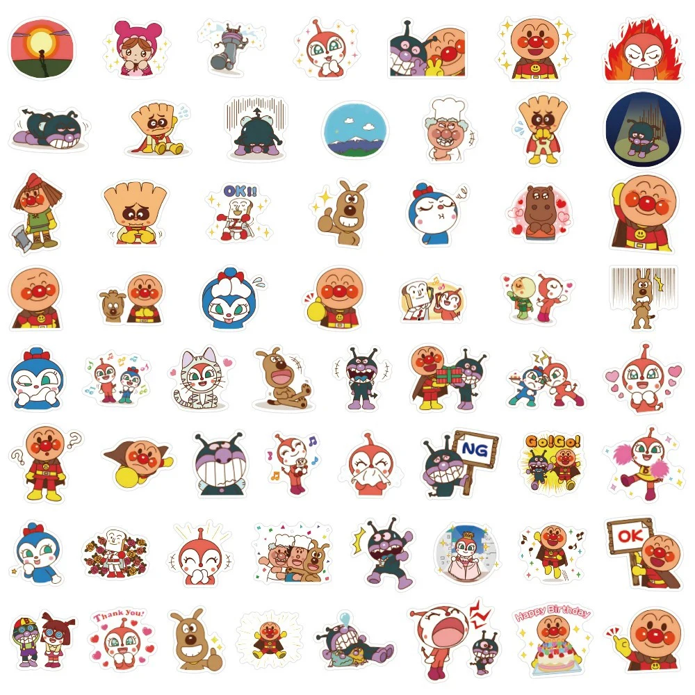 10/30/60/120pcs Kawaii Anpanman Anime Stickers Funny Cartoon Sticker Scrapbooking Fridge Luggage Jam’s Uncle Decal Decoration