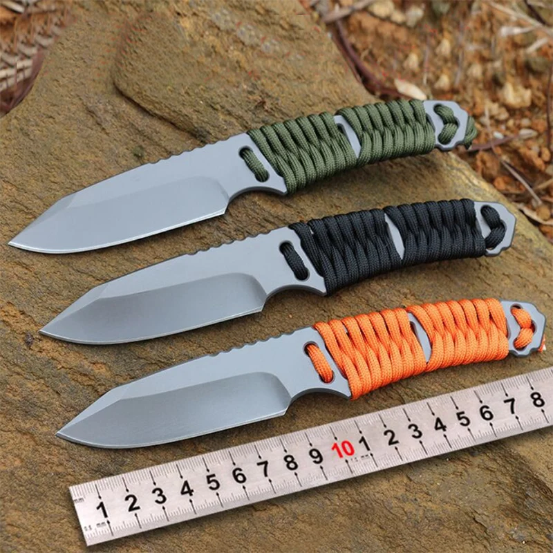 Fixed Blade Knife 440C steel Blade with ABS knife cover Camping multi-function Survival Knife Straight Outdoors EDC Tool