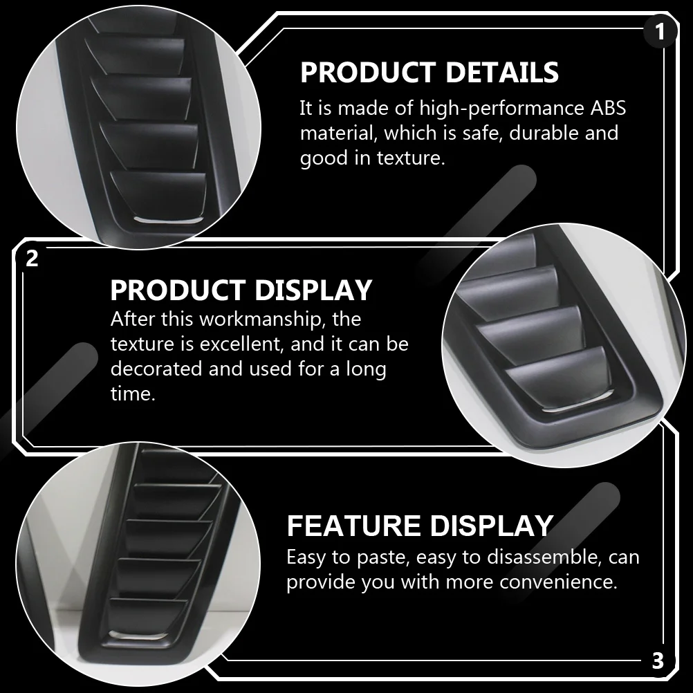 

2Pcs Car Hood Vent Stickers High-Performance ABS Simulated Air Outlet Side Vents Easy Paste Durable Auto Car Accessory Bonnet