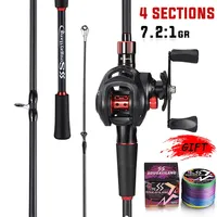 Sougayilang Fishing Rod Reel Combo 1.8~2.1m Carbon Fiber Casting Rod and 7.2:1 Gear Ratio Baitcasting Ree Max Drag 10kg for Bass