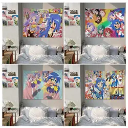 Tapiz de pared grande con estampado de estrella de la suerte, tapiz de Anime japonés, colgante de pared Hippie barato, Izumi Konata