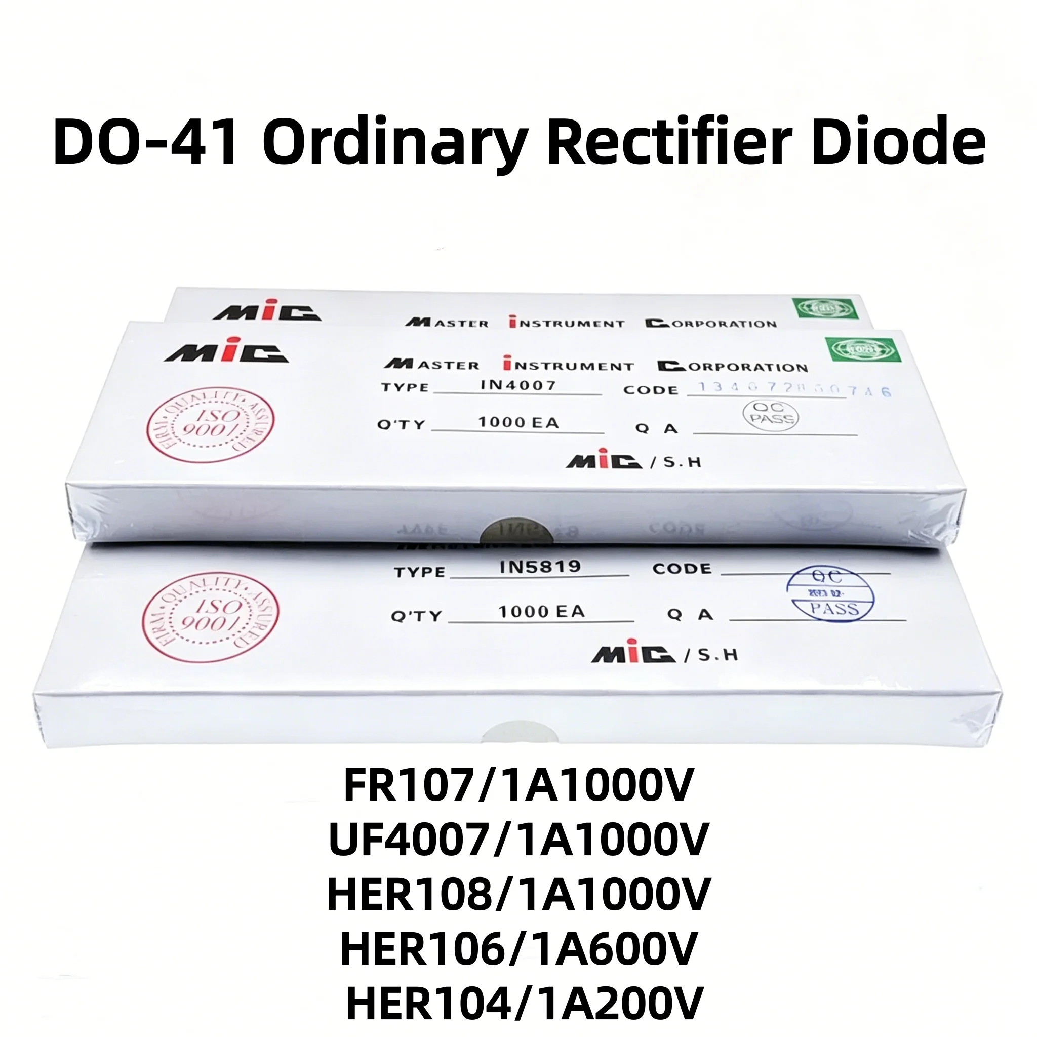100/200Pcs FR107/UF4007/HER108/1000V HER106/600V HER104/200V 1A DO-41 Ultra-Fast Recovery Diode For Power Supply Charger Adapter