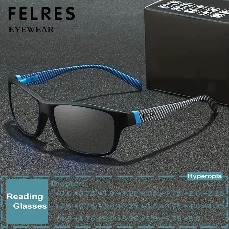 

Square Photochromic Reading Glasses Men Sport Prescription Optical Glasses Classic Color Changing Sunglasses Customized Lens