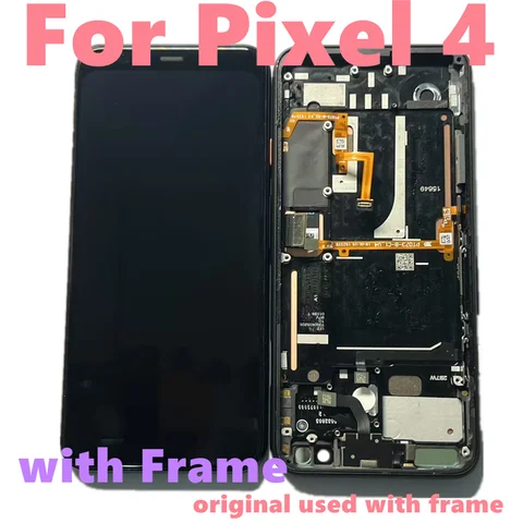 프레임이 포함된 정품 Google Pixel 4 화면 - 고품질 교체, 정확한 핏, Pixel 4 수리에 적합