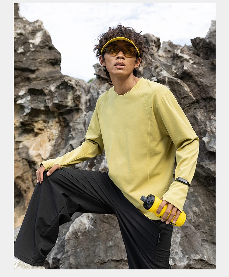 Herren Performance-T-Shirt mit Rundhalsausschnitt und langen Ärmeln – UPF50+ Sonnenschutz, 7A antibakteriell & schnelltrocknend für Sport- und Outdoor-Aktivitäten – Detail 13