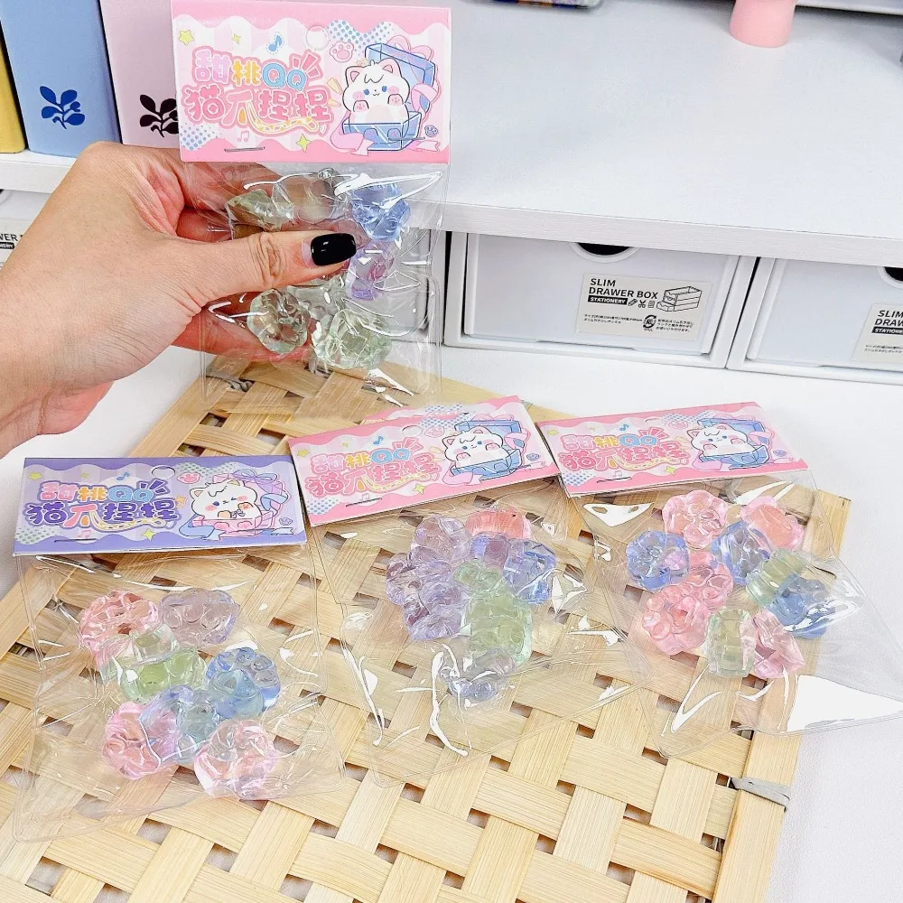 Uniek Mini Fidget Toy Pinch Transparant Knijpspeeltje Trage Rebound Cat Paw Squishy Toy Kids