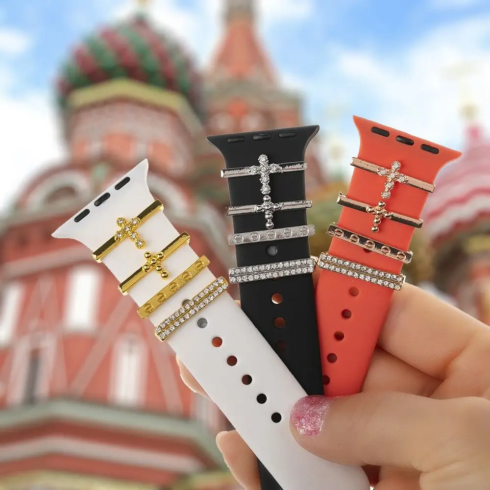 Metal Charms Watch Band Decoration Ring For Apple Diamond Ornament For iwatch Bracelet Silicone Strap Jewelry Accessories