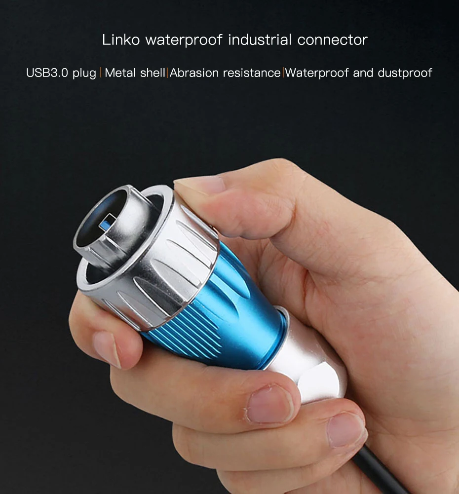 CNLINKO 1/4 Bajonett-Anschluss, USB 3.0, Metallgehäuse, wasserdichter Datenanschluss, IP68-Anschluss, USB-Panel-Mount-Stecker mit 0,5 m Kabel – Detail 1