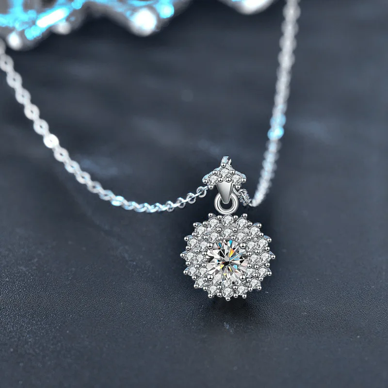 Mozambique Sun Moon Necklace Jewelry for Women 925 Pure Silver Pendant Clavicle Chain Simple and Versatile Jewelry
