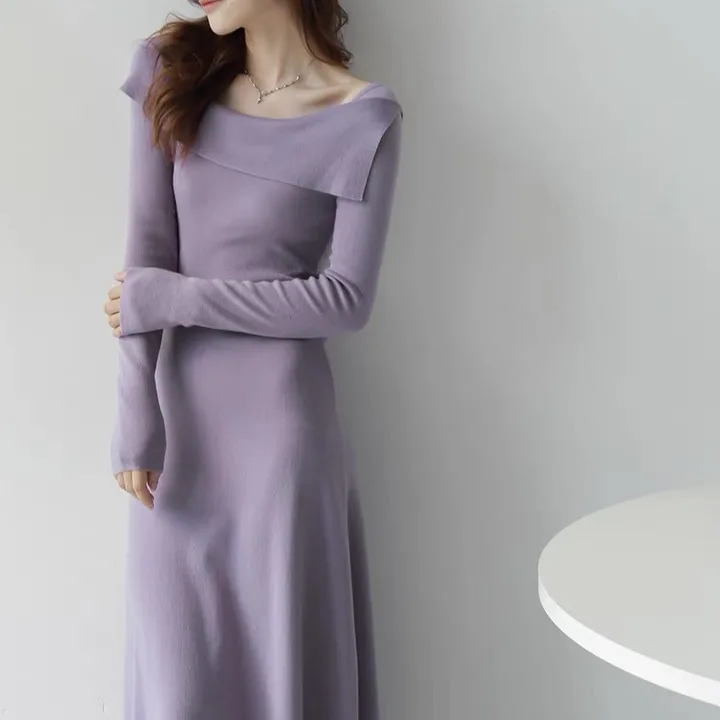 Vestidos femininos vestido mangas primavera jacquard houndstooth frisado cinto gradiente slash-neck artístico voando em camadas assimétrico