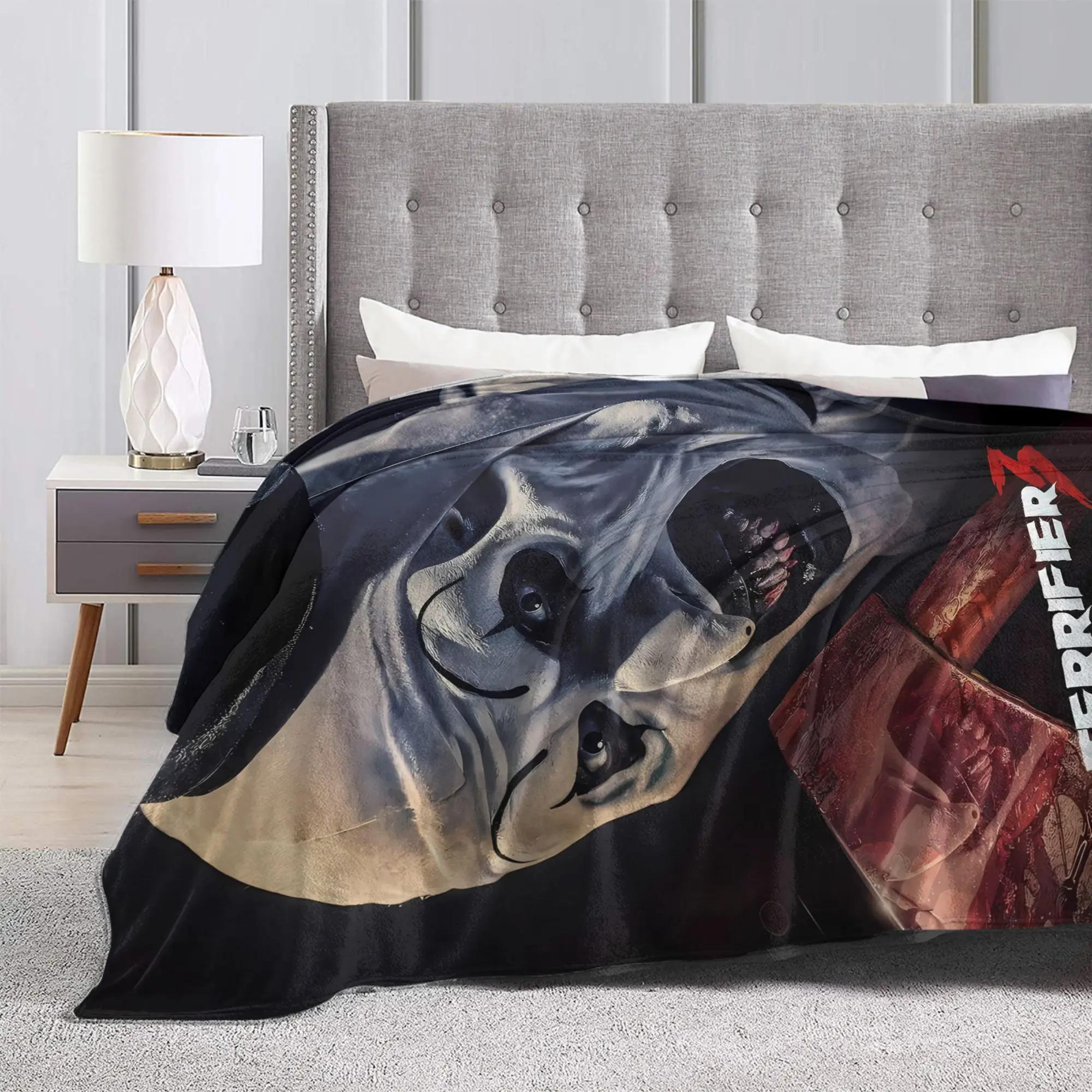 Terrifier Movie Blanket  Warm Soft Aesthetic Plush Throw Blanket For Child Living Room Flannel Bedspread Bed Cover