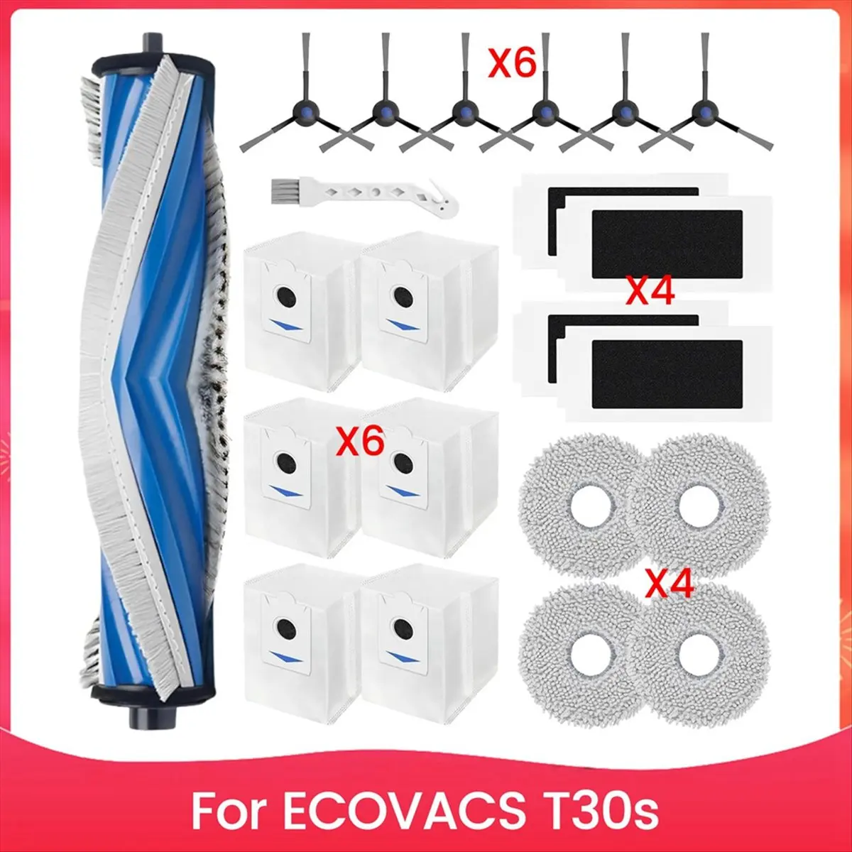 A58Z Replacement Parts for T30s Robot Vacuum Cleaner Accessories Main Side Brush HEPA Filters Mop Bags
