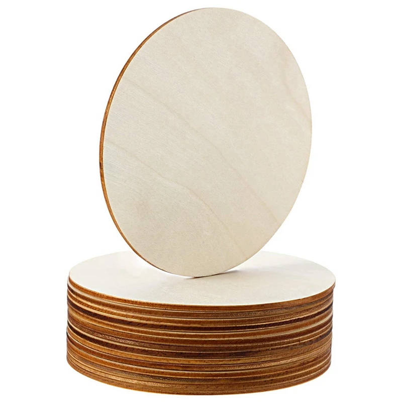 5 Inch Unfinished Wood Circle Round Wood Pieces Blank Round Ornaments Wooden Cutouts For DIY Craft Project, Decoration