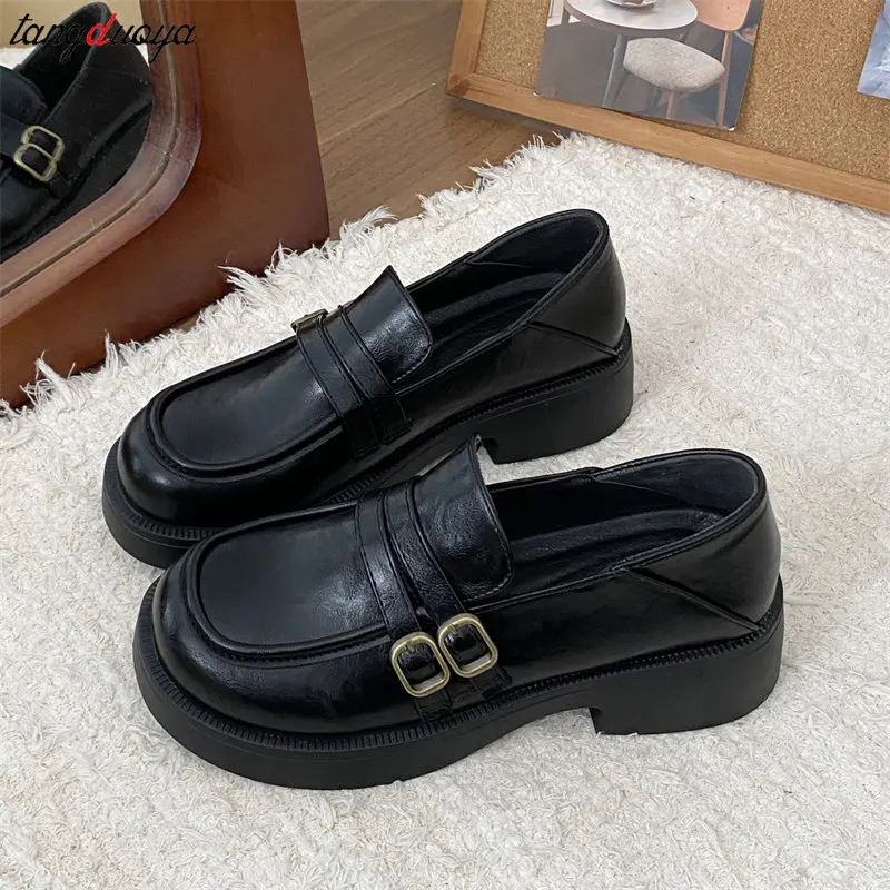 Nieuwe Japanse Stijl Lolita Schoenen Vrouwen Klassieke dubbele gesp Mary Jane schoenen Student Cosplay JK Uniform Loafers Flats