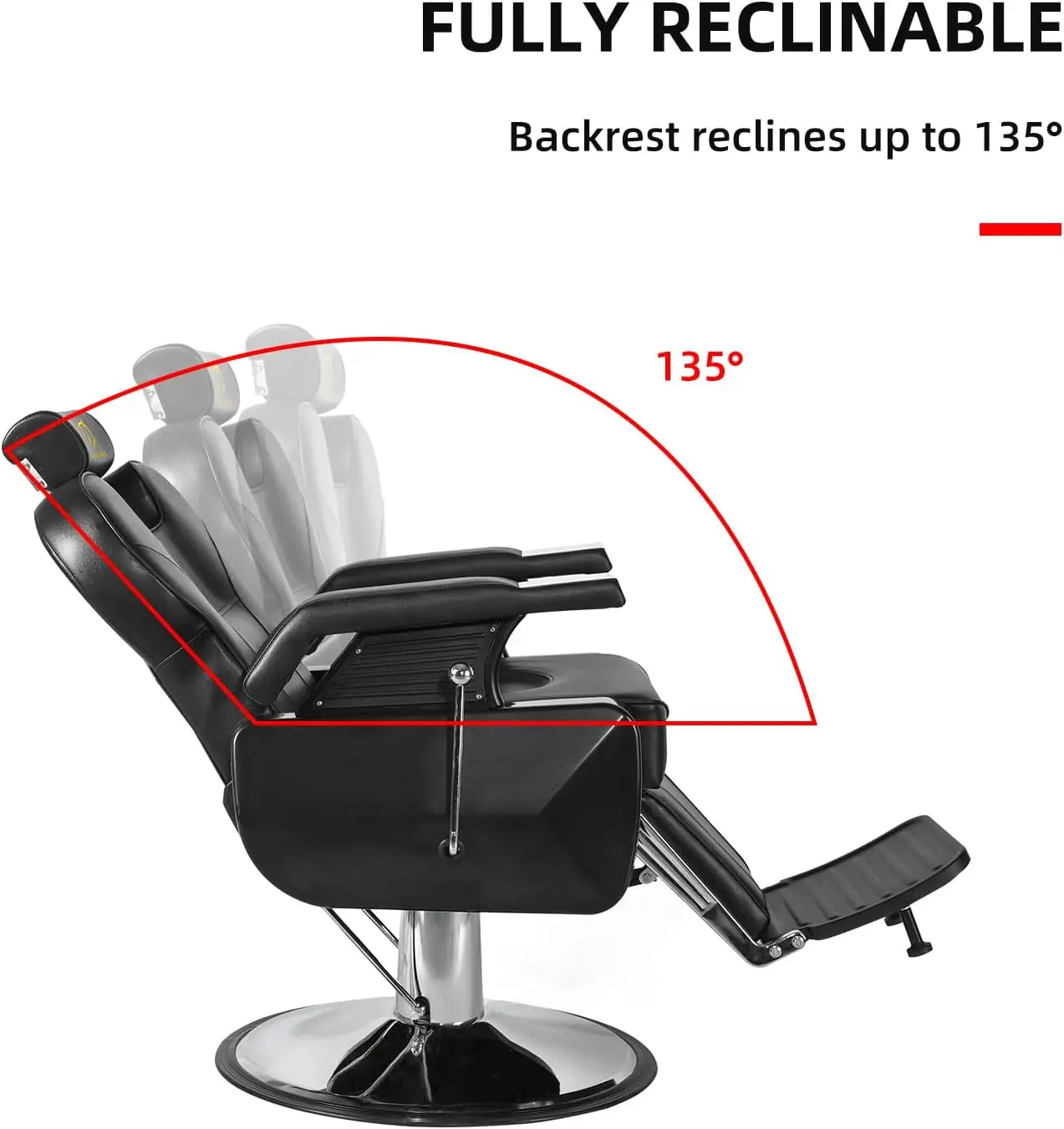 Silla hidráulica reclinable para peluquería, sillón giratorio para estilizar el cabello, 360 grados