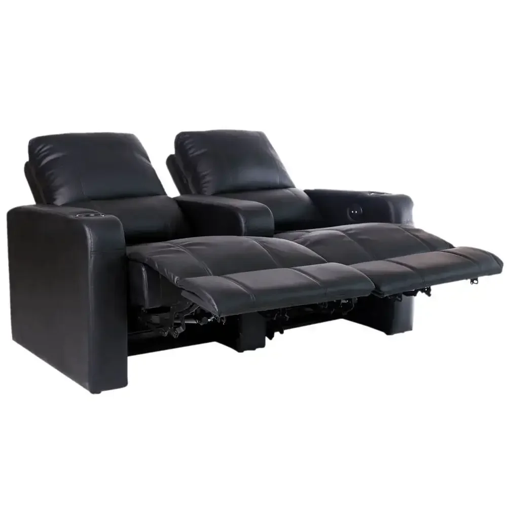 Furniture 3 Seat Leather Power Electric Sectional Home Theater Recliner Sofa Set With USB LED Light and Power Headrest