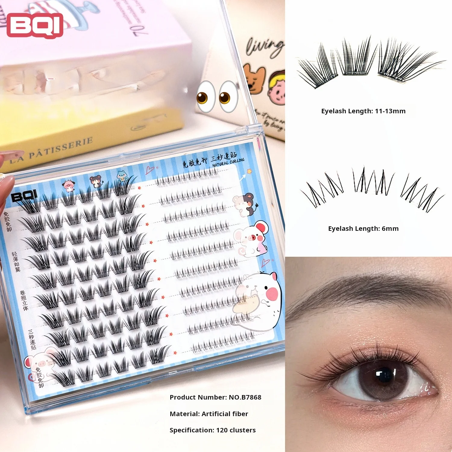 Künstliche Wimpern, großes Volumen, Wimperncluster, Ober- und Unterwimpern-Kombi-Set, natürlich, flauschig, wiederverwendbar, kein Kleber, selbstklebende DIY-Wimpern