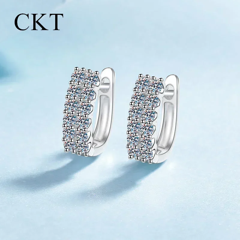 

18K White Gold Platinum Pt950 0.72 Carat Moissanite Hoop Earrings Elegant Temperament of Choice Full of Diamonds Female Jewelry