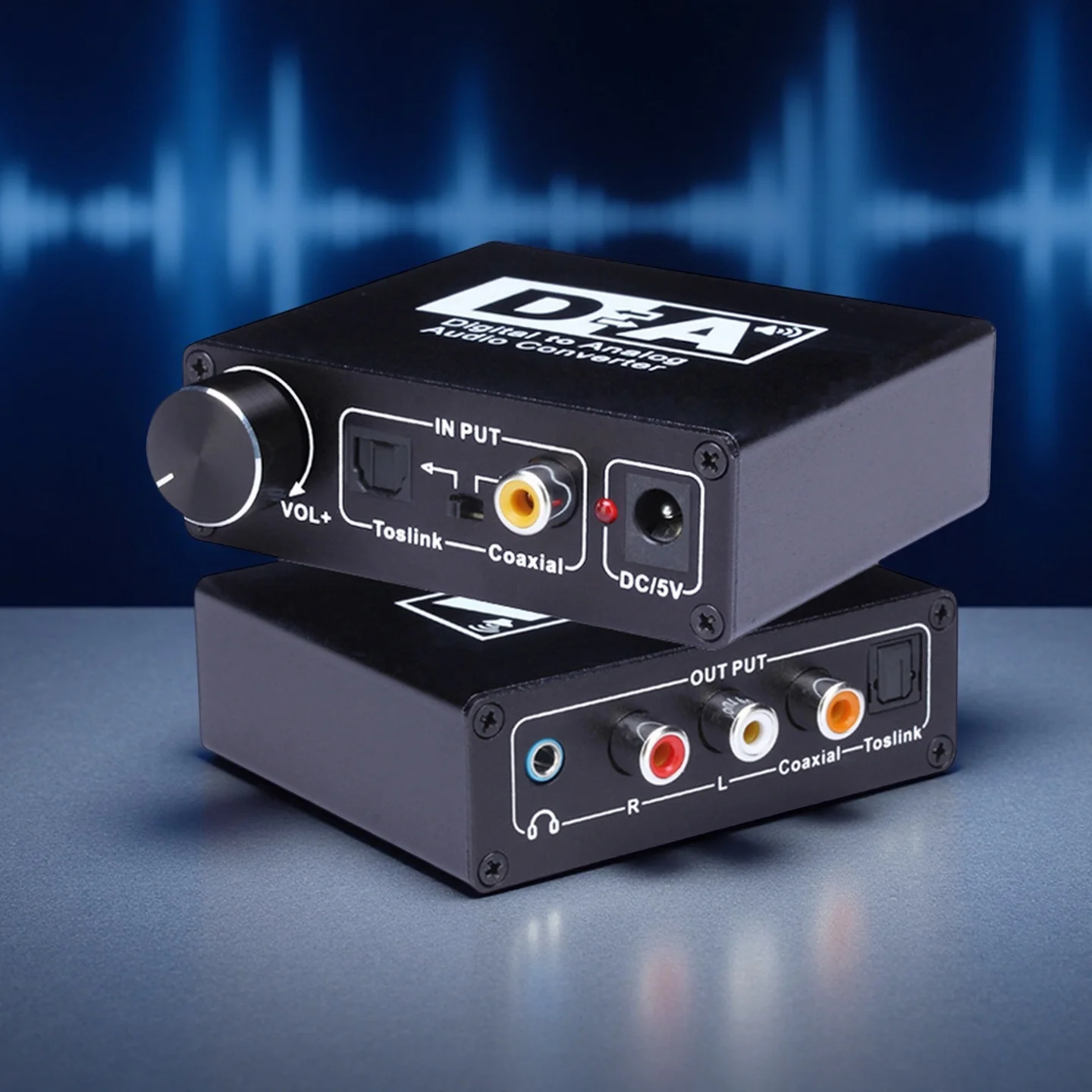 

Digital to Analog Audio Converter Optical/Coaxial Input Output Spdif TOSLINK to Stereo L/R & 3.5mm Jack with Volume Adjustable