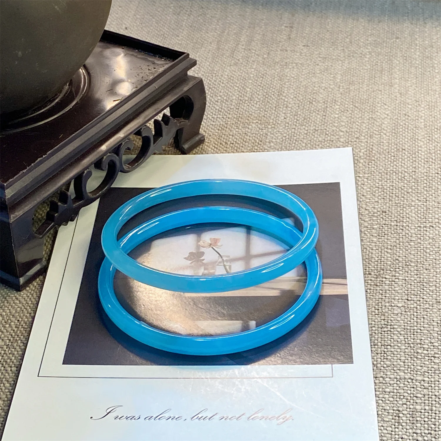 2Pcs/Set Imitation Natural Jade Jingle Bangles, Vintage Style
