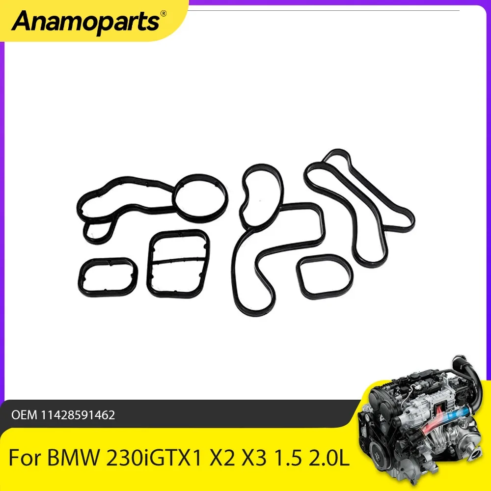 Engine Part 30Sets Engine Oil Cooler Gasket Set Fit 1.5 2.0L l4 GAS For BMW 230iGT xDrive 530eX1 X2 X3 X4 B37D15A 1.5 2.0L 14-20