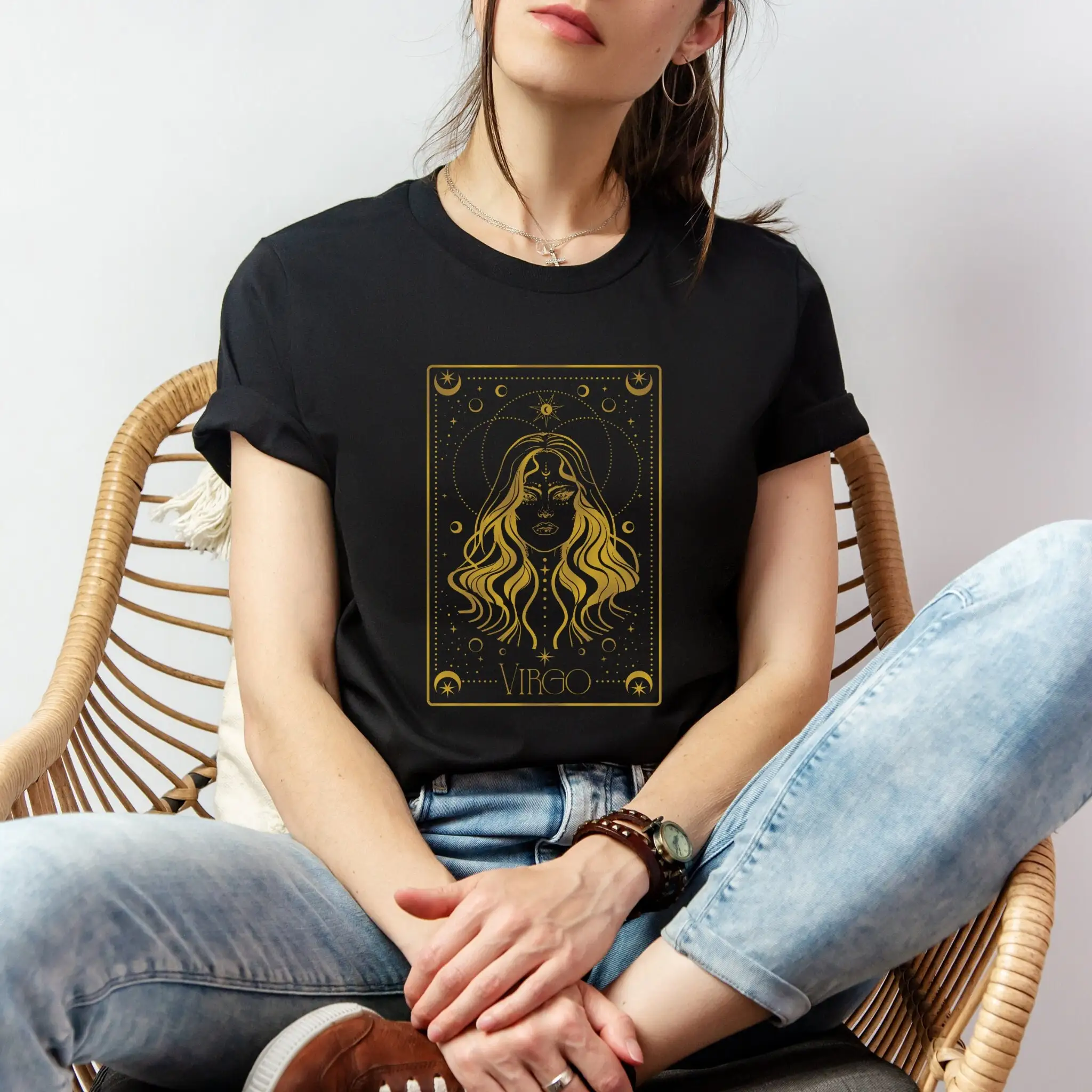 Zodiac Virgo Astrology T Shirt Horoscope Star Sign Celestial Tarot Card Spiritual