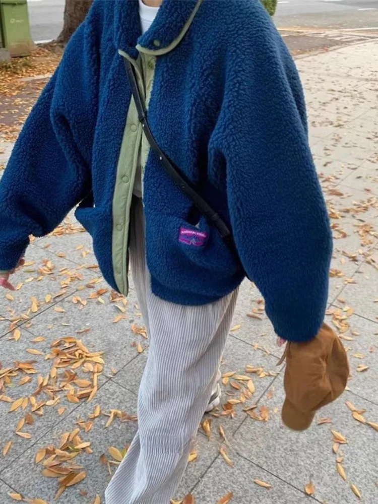 

Шикарная осенне-зимняя винтажная двусторонняя одежда, свободная универсальная длинная куртка из меха ягненка све, женская модная одежда для поездок на работу