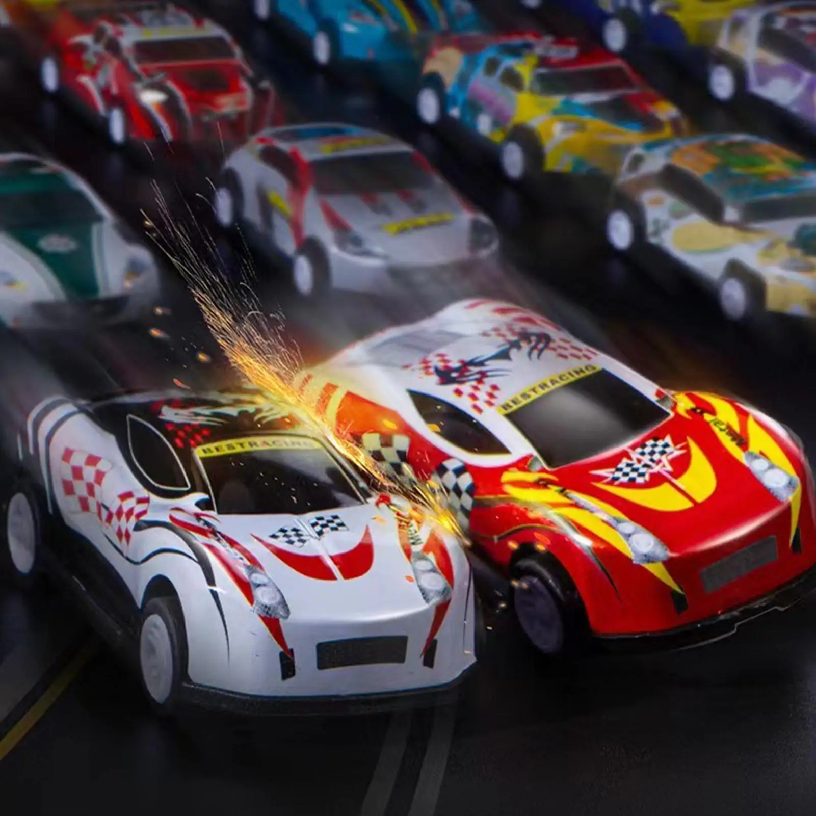 24-teiliges Mini-Auto-Set, Trägheit, zurückziehbare Autos für Jungen, Kunststoff-Fahrzeugmodell mit Behälter, Sammlung, Spielzeug, Geburtstagsgeschenk, Kind