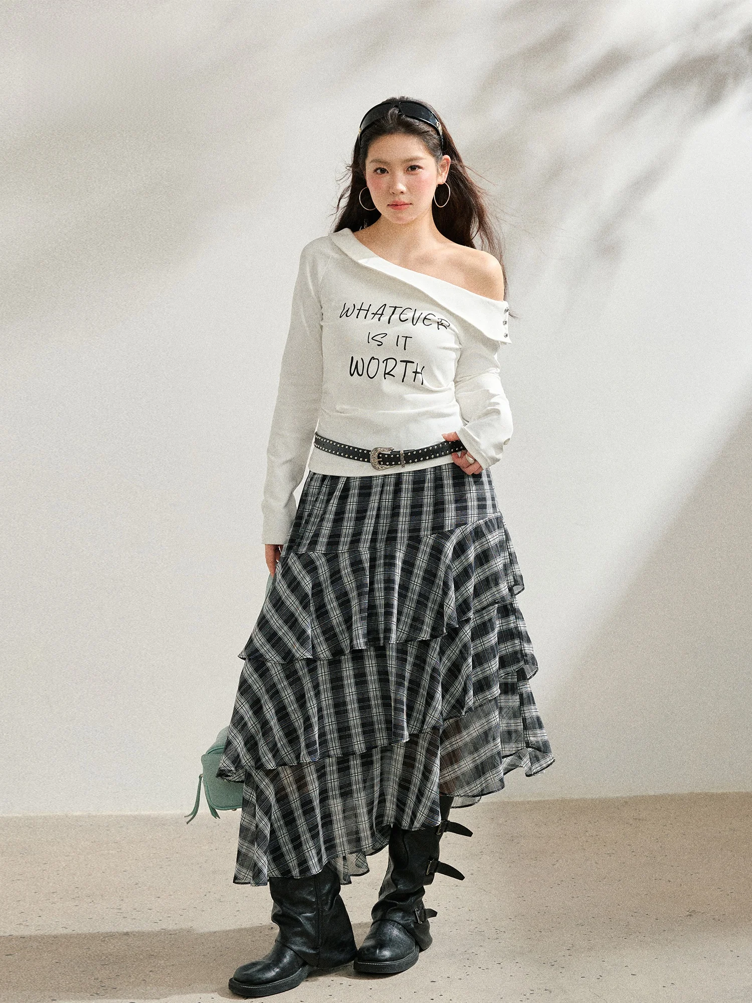 

plus Size American Retro Asymmetrical Shoulder Top And Skirt Set for plus Size Women Fashionable Slimming Commute Style High ...