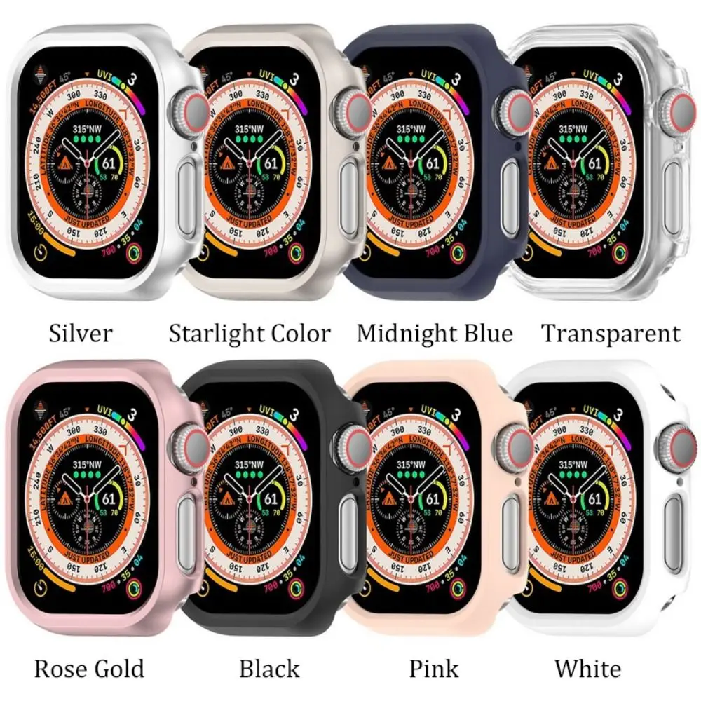 Anti-scratch PC Bumper Case Hollow Half Frame Solid Color Protective Cover for iWatch Hard for Apple Watch Series 10 42/46mm