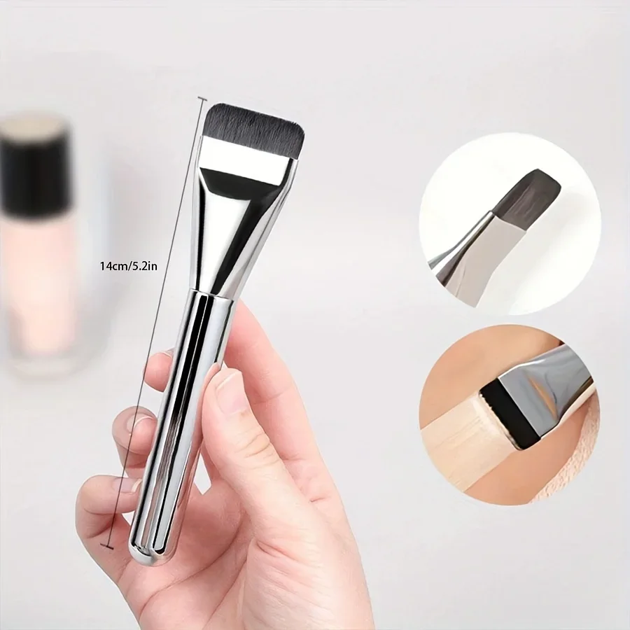 Brocha para base de cabeza plana, cabezal de cepillo plano ultrafino, cepillo para máscara sin rastro, brochas de maquillaje para crema de base mixta