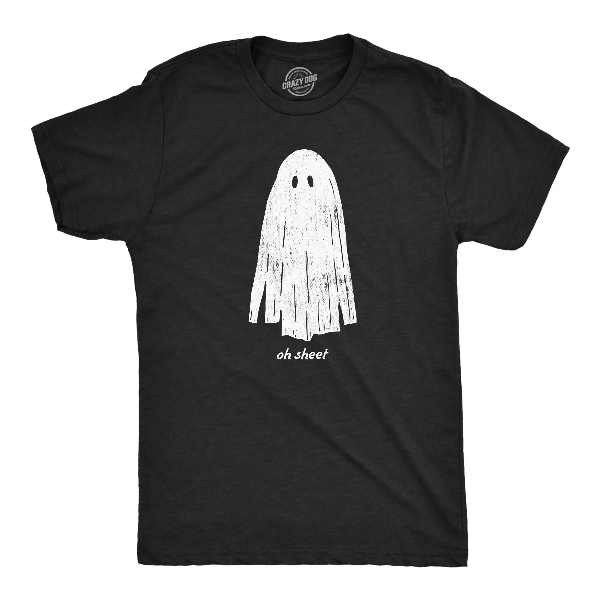Mens Oh Sheet T Shirt Funny Spooky Halloween Party Ghost Bedsheet Joke Tee for Guys Graphic Tees