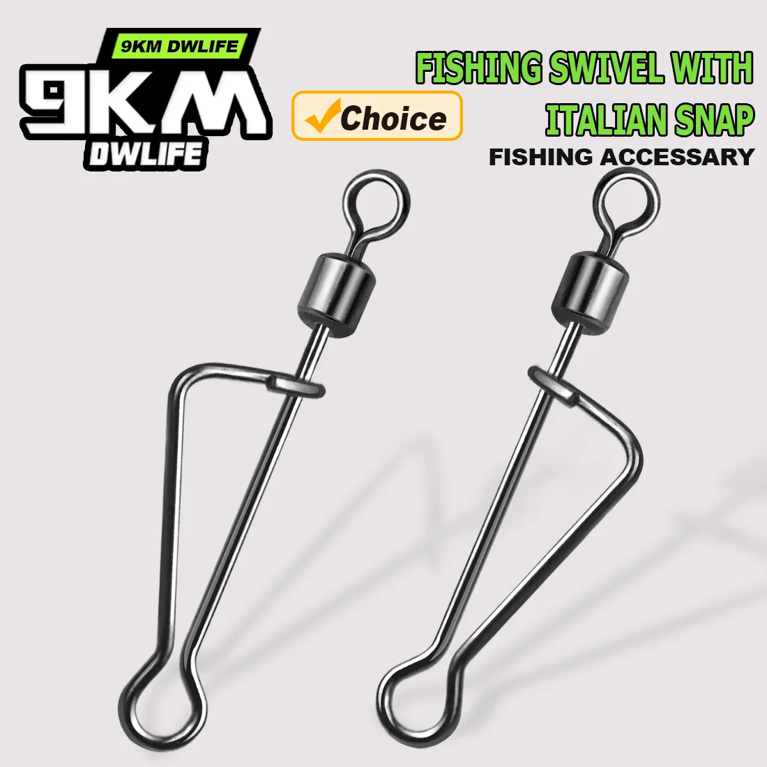 9KM Barrel Swivel Italian Snap 50PCS Fishing Swivel Snap Black Nicke Lure Line Connector Quick Change