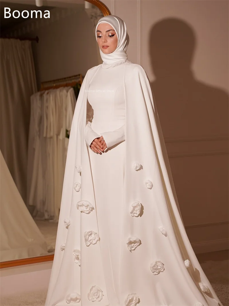 Booma a-line فساتين زفاف بسيطة من الساتان بطول الأرض فستان عرائس أنيق المملكة العربية السعودية مصنوع حسب الطلب 2025