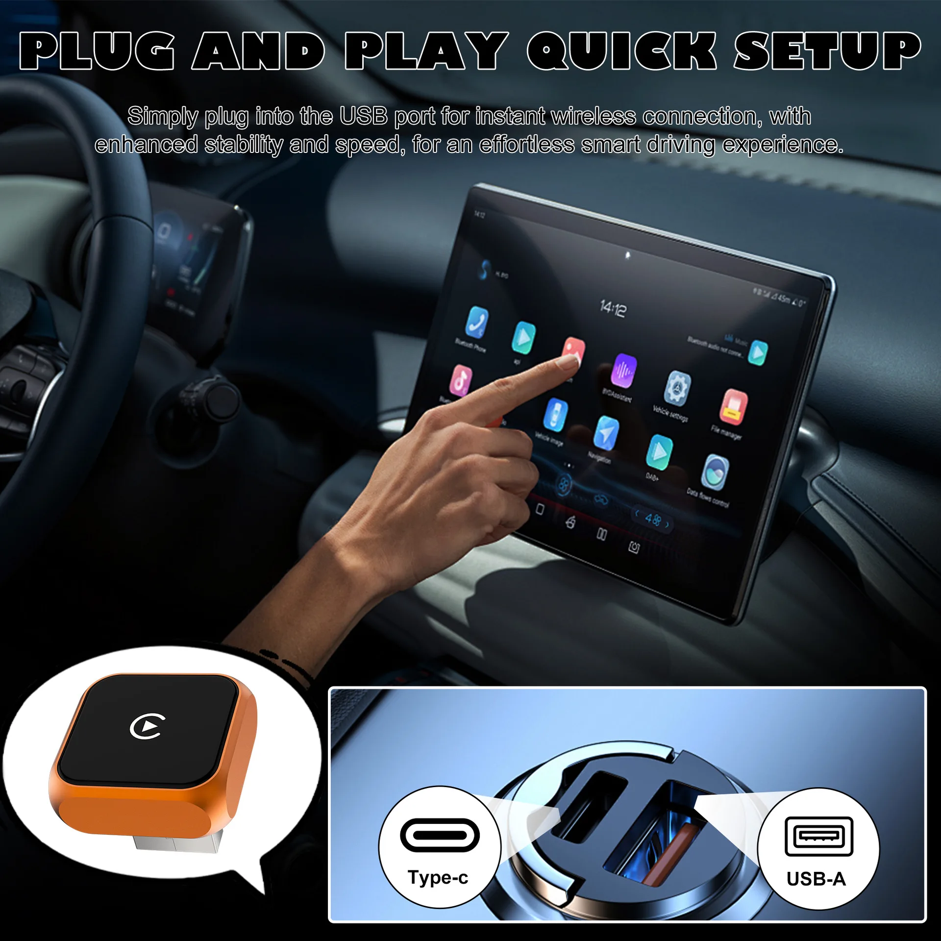 CP027-18 Cross-border hot-selling App color wired to wireless CarPlay box, car audio and video navigation artifact