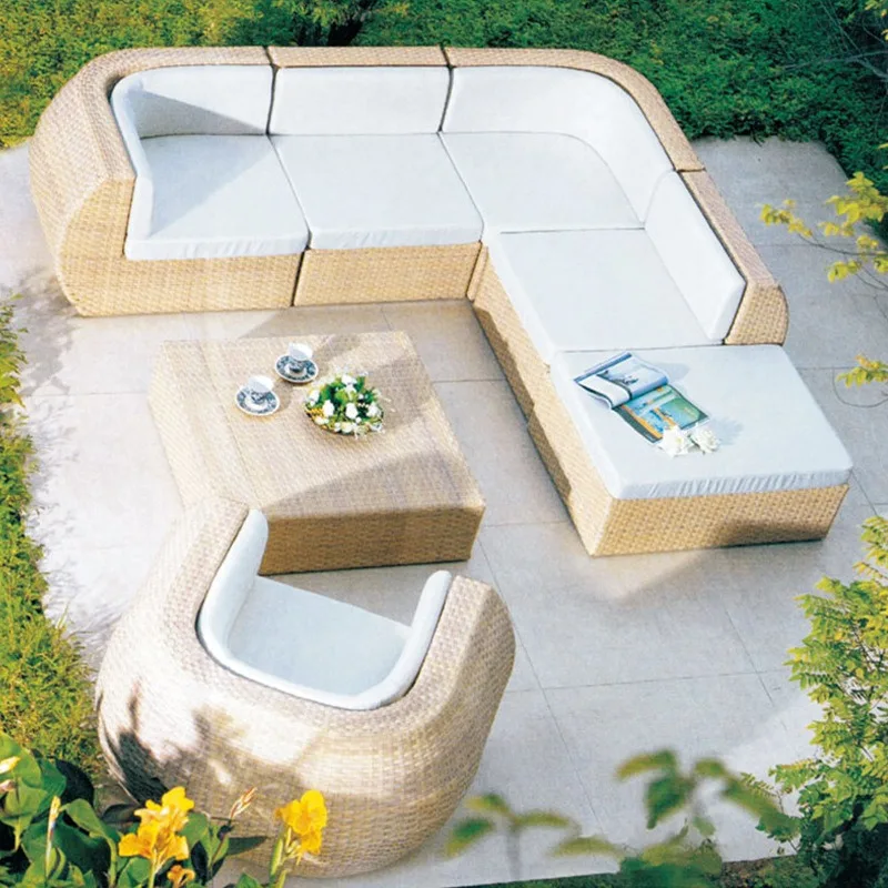 Outdoor rattan sofa combination, outdoor balcony, garden terrace, courtyard, living room, sun room, imitation rattan woven