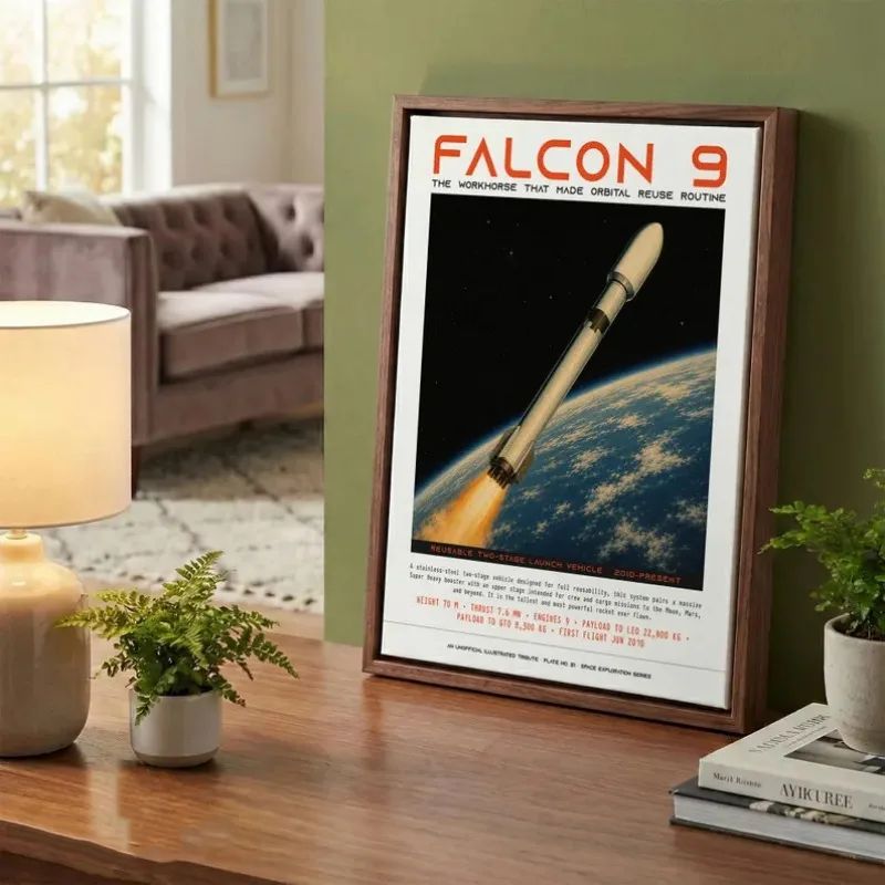 Space Launch Retro Aerospace Vehicle Poster Falcon 9 Rocket Soyuz Spacecraft Canvas Painting Wall Art for Living Room Home Decor